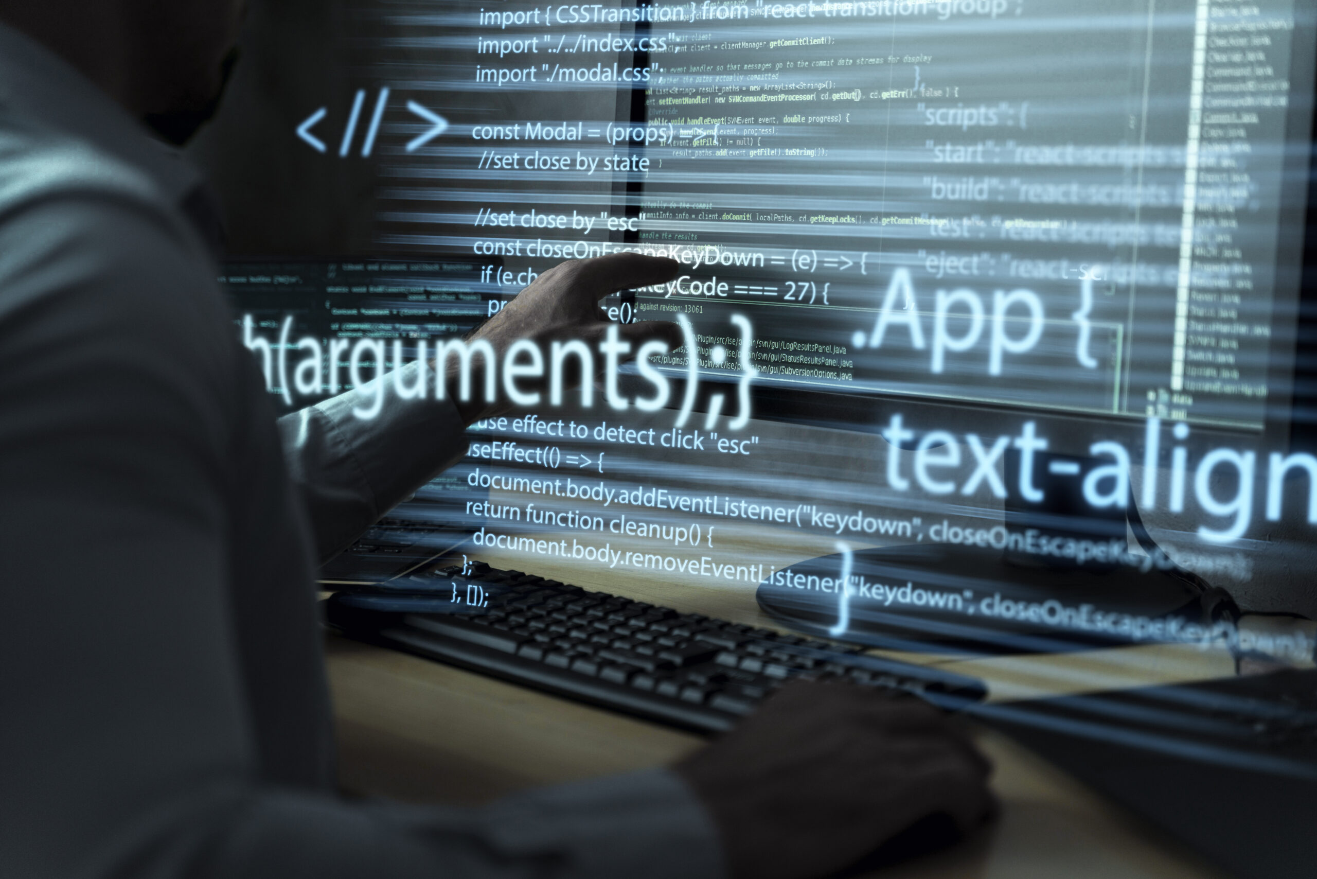 Native Apps with React Native and Flutter: Boost Your Apps 2 Developer coding with React Native to build cross-platform apps.