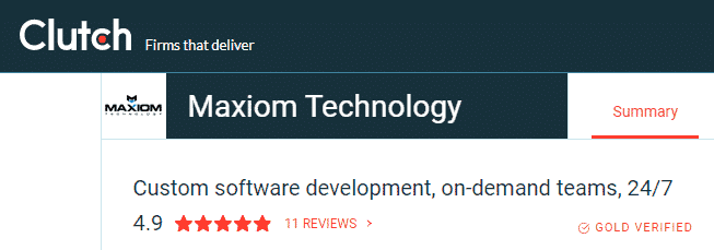 Maxiom Technology Recognized as Top Developers on Clutch