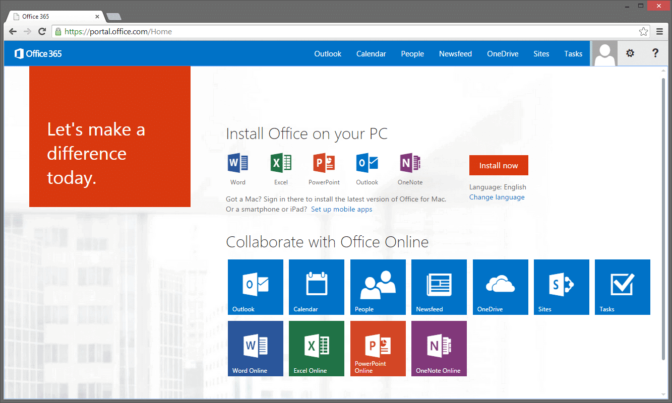 office 365 home page